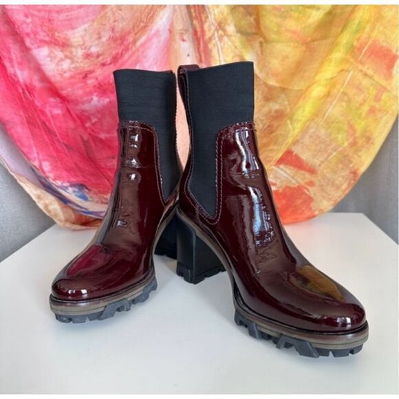 Rag & Bone Shiloh Maroon Red Patent Leather lug sole Boots US 8 / EU 38 - Picture 2 of 14